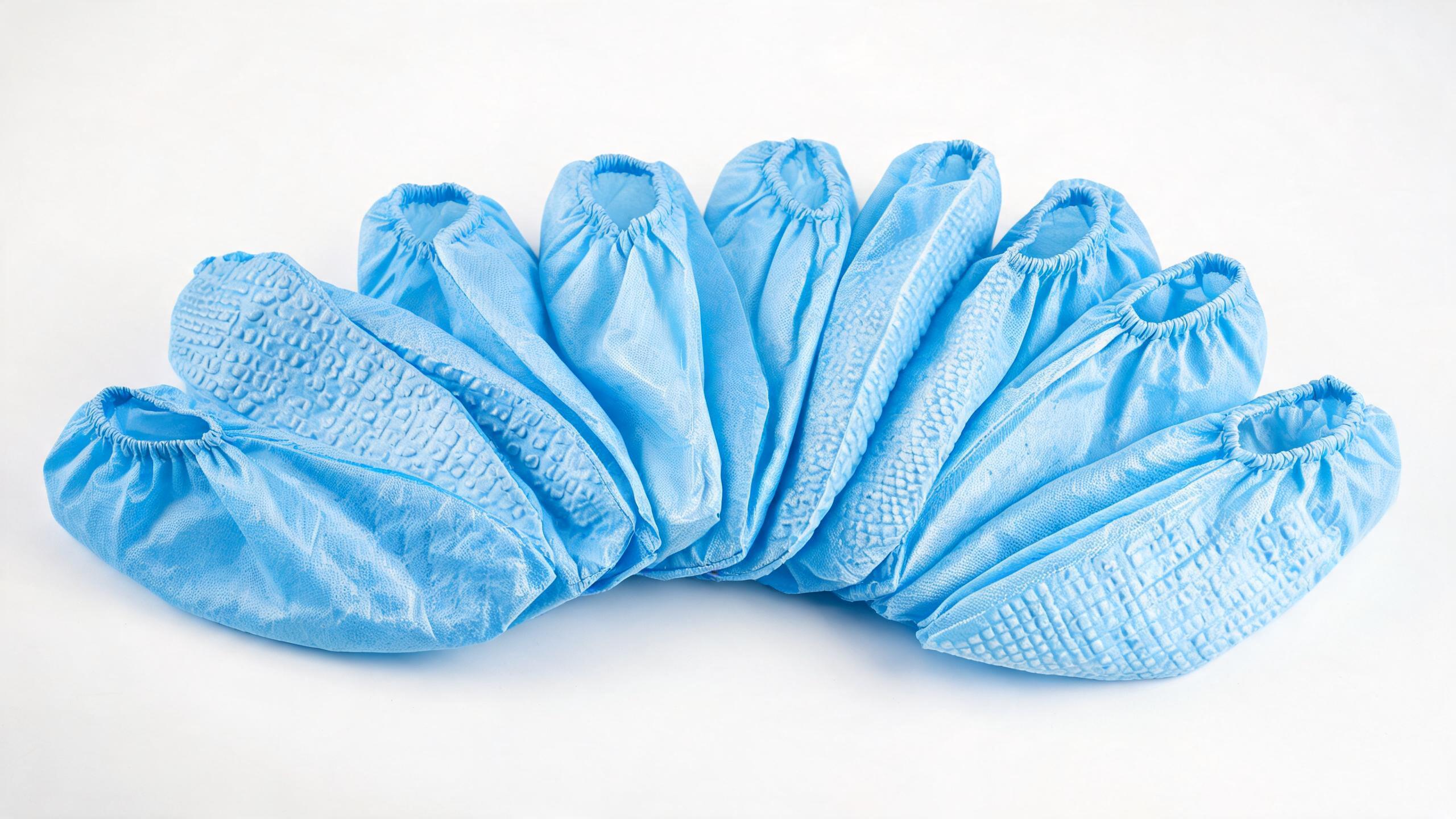 Disposable Shoe Cover Blue – 35 gsm PP nonwoven shoe covers with anti-slip sole and elastic ankle band