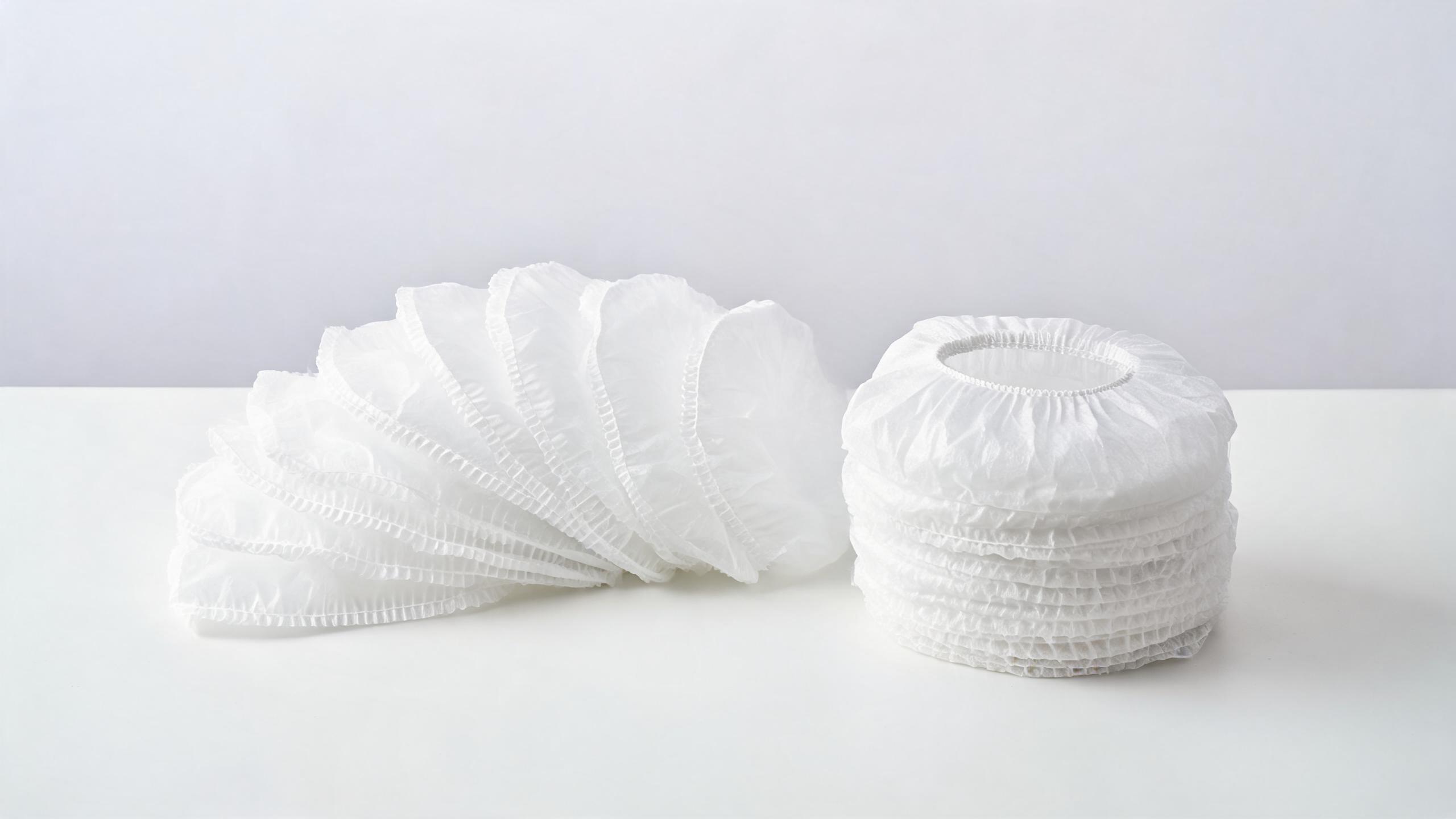 Disposable Bouffant Cap White – 25 gsm PP nonwoven bouffant cap with latex-free elastic, universal size