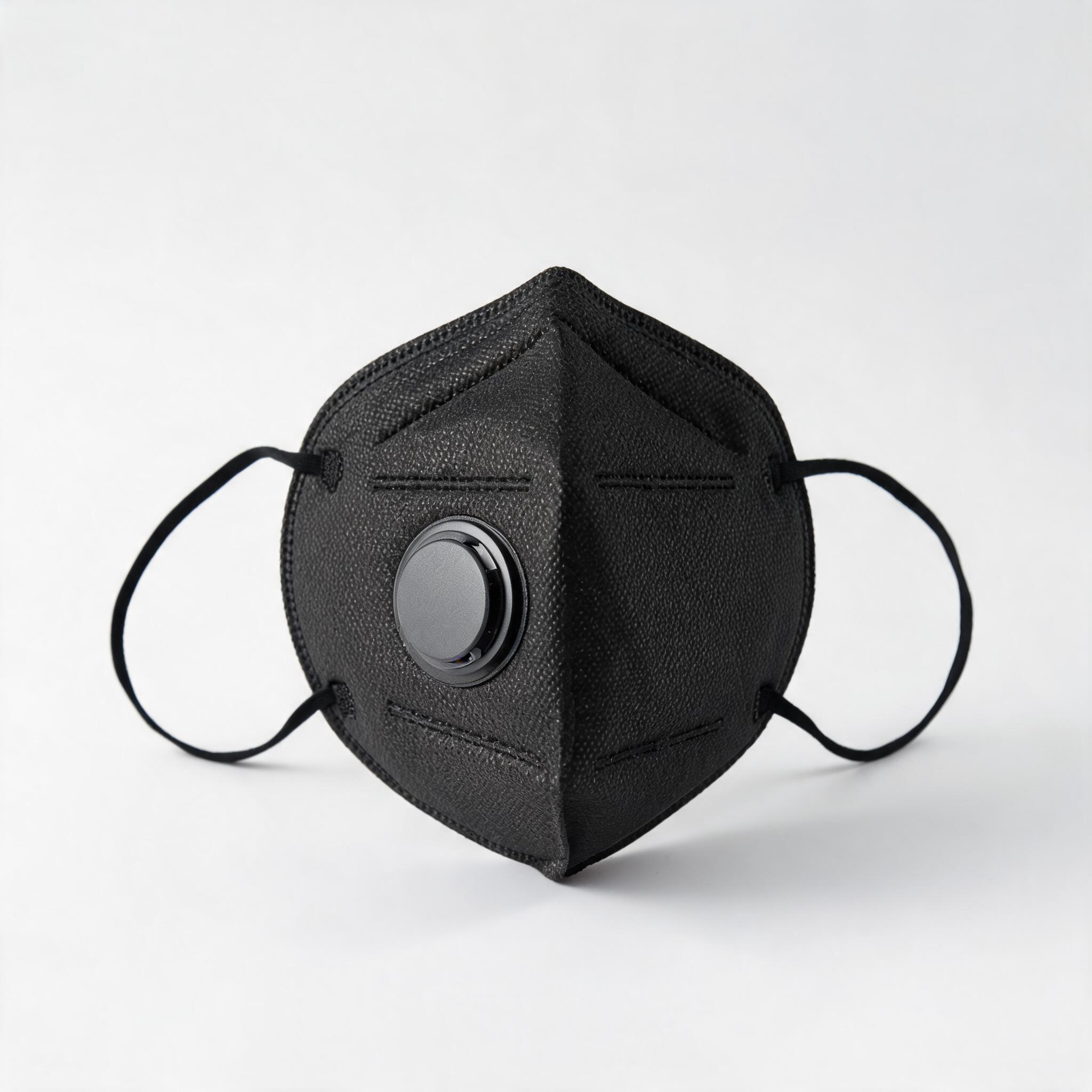 KN95 Valve Respirator Black – black KN95 with exhalation valve for reduced breathing resistance