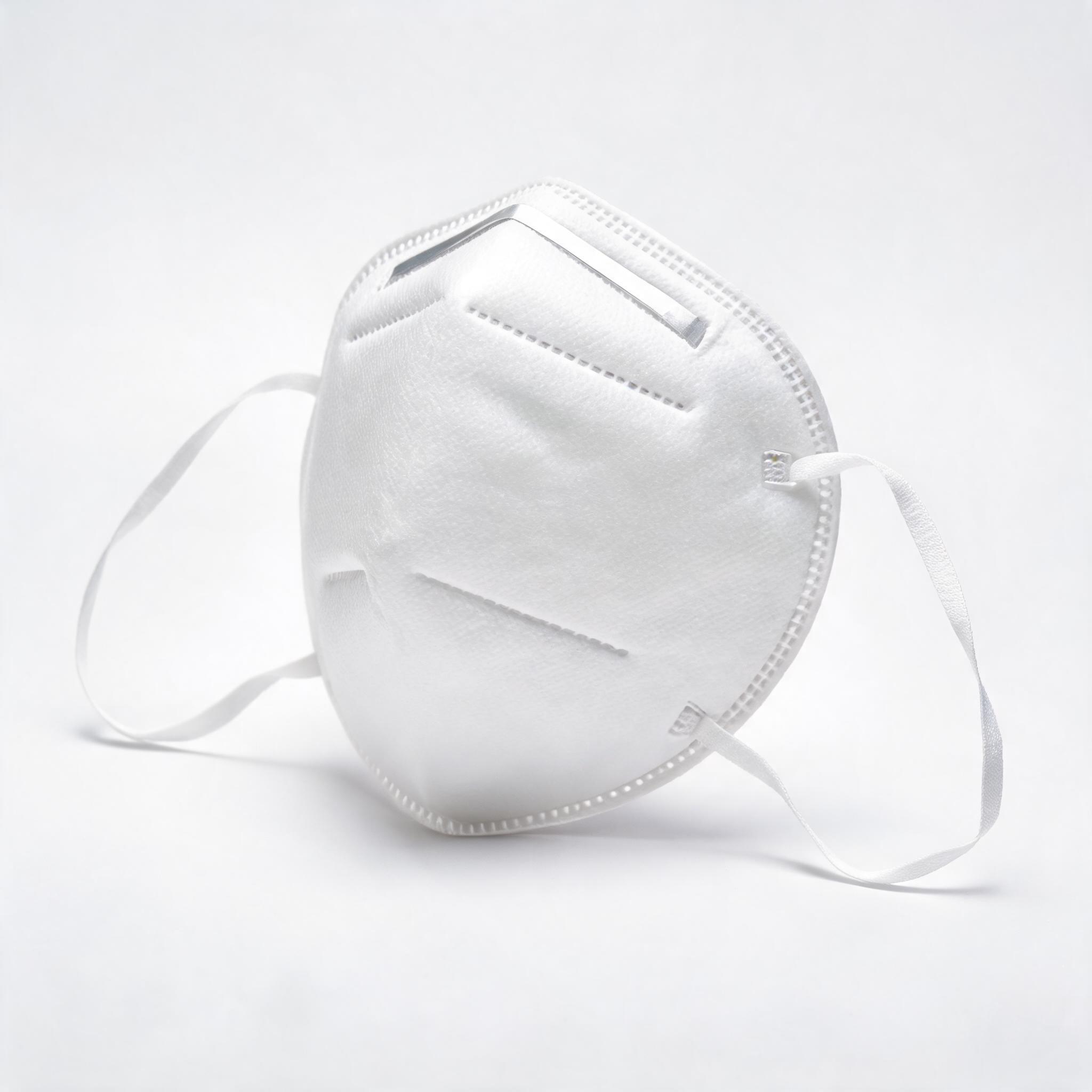 KN95 Cup Respirator White – rigid cup-style KN95 with dual headband straps, CE certified