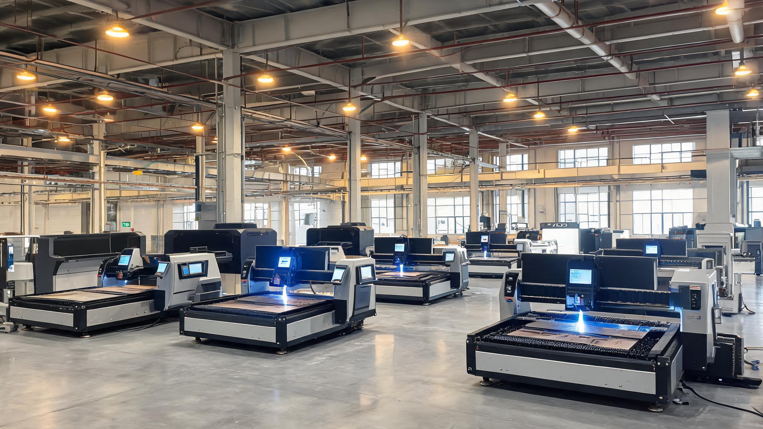 Shandong Xinhong CNC Technology factory floor with fiber laser cutting machines in operation