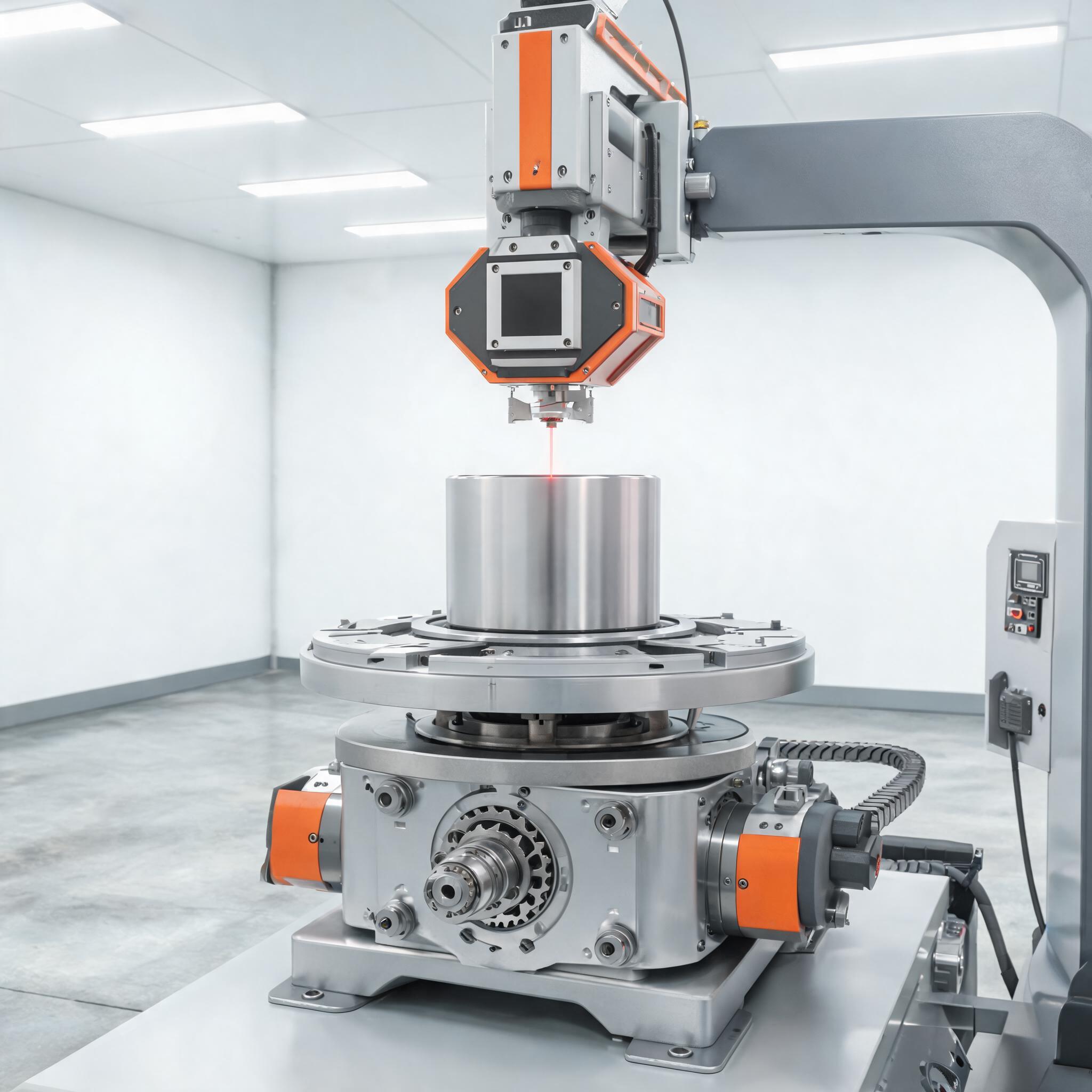3D rotary laser welding workstation with CNC turntable rotating cylindrical workpiece under laser welding head