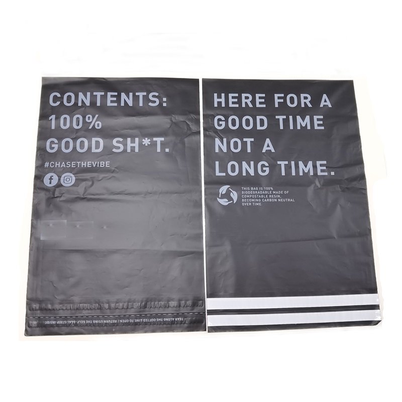 Black Compostable Poly Mailer with 2 trips compostable poly mailer