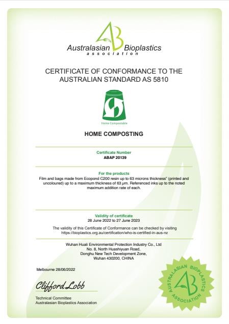 AS5810 home certificate for film and bags