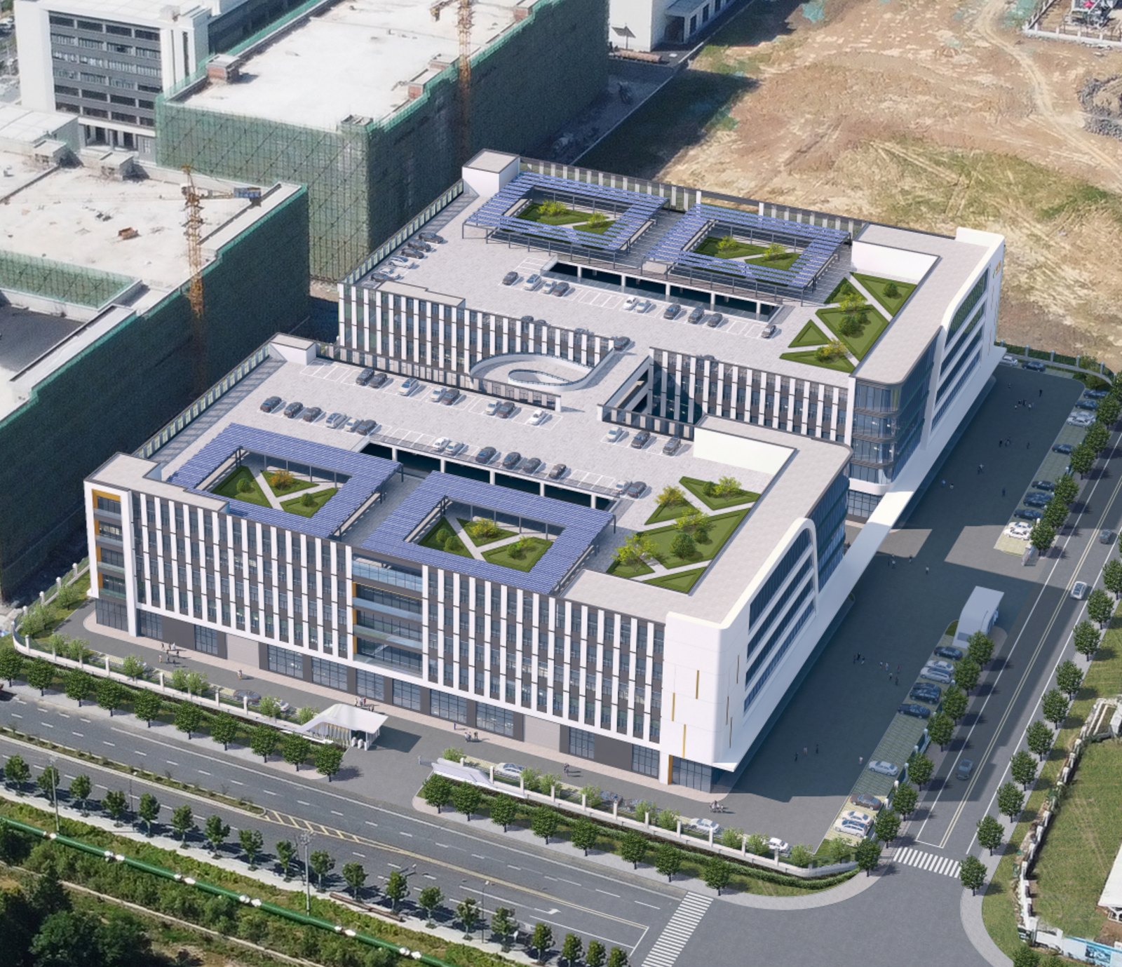 Aerial view of the Rongcai production base under construction in Anji, Huzhou