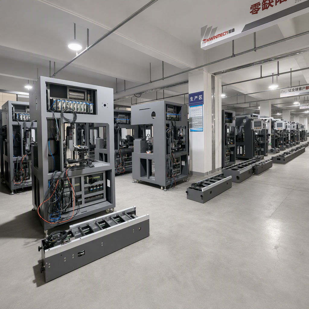 Machine assembly area in the company's own production workshop