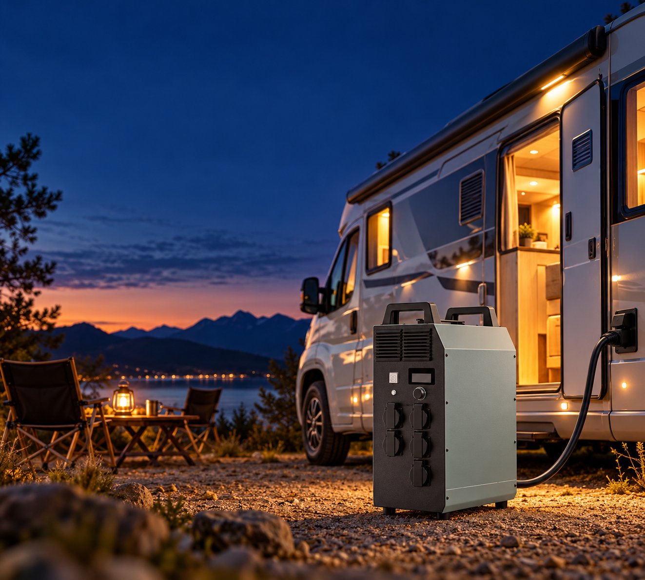 Powering an RV and a Five-Device Network with Portable Power Stations portable power station
