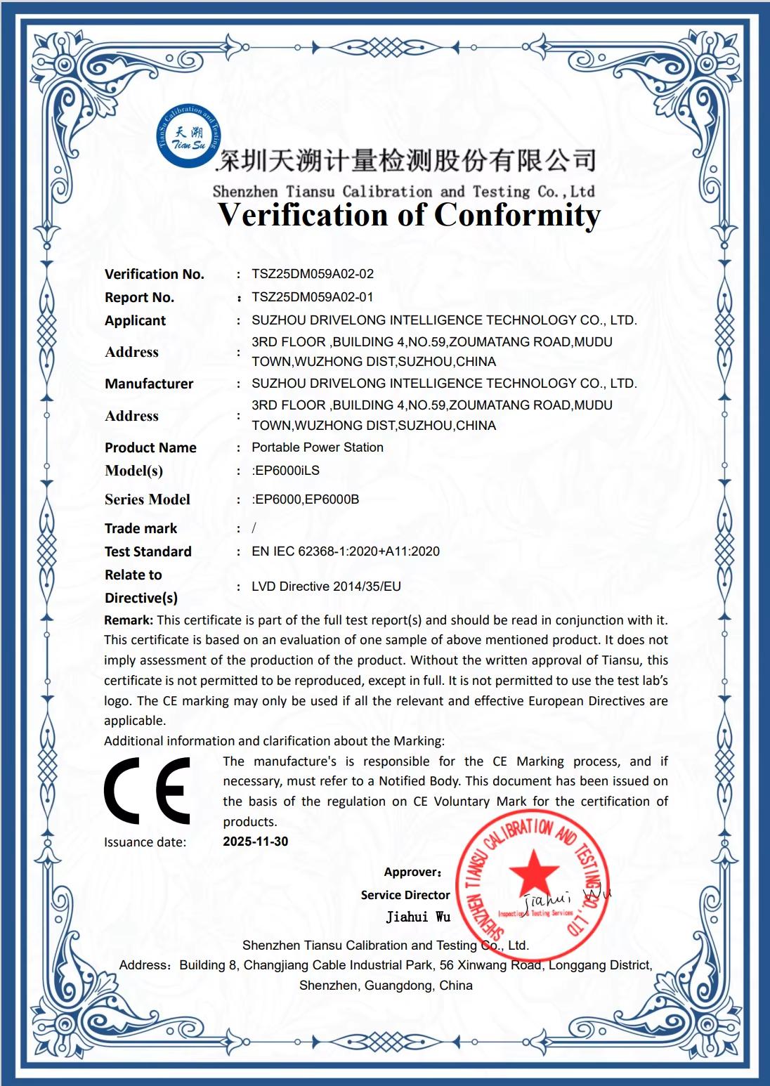 EP6000iL CE Certificate