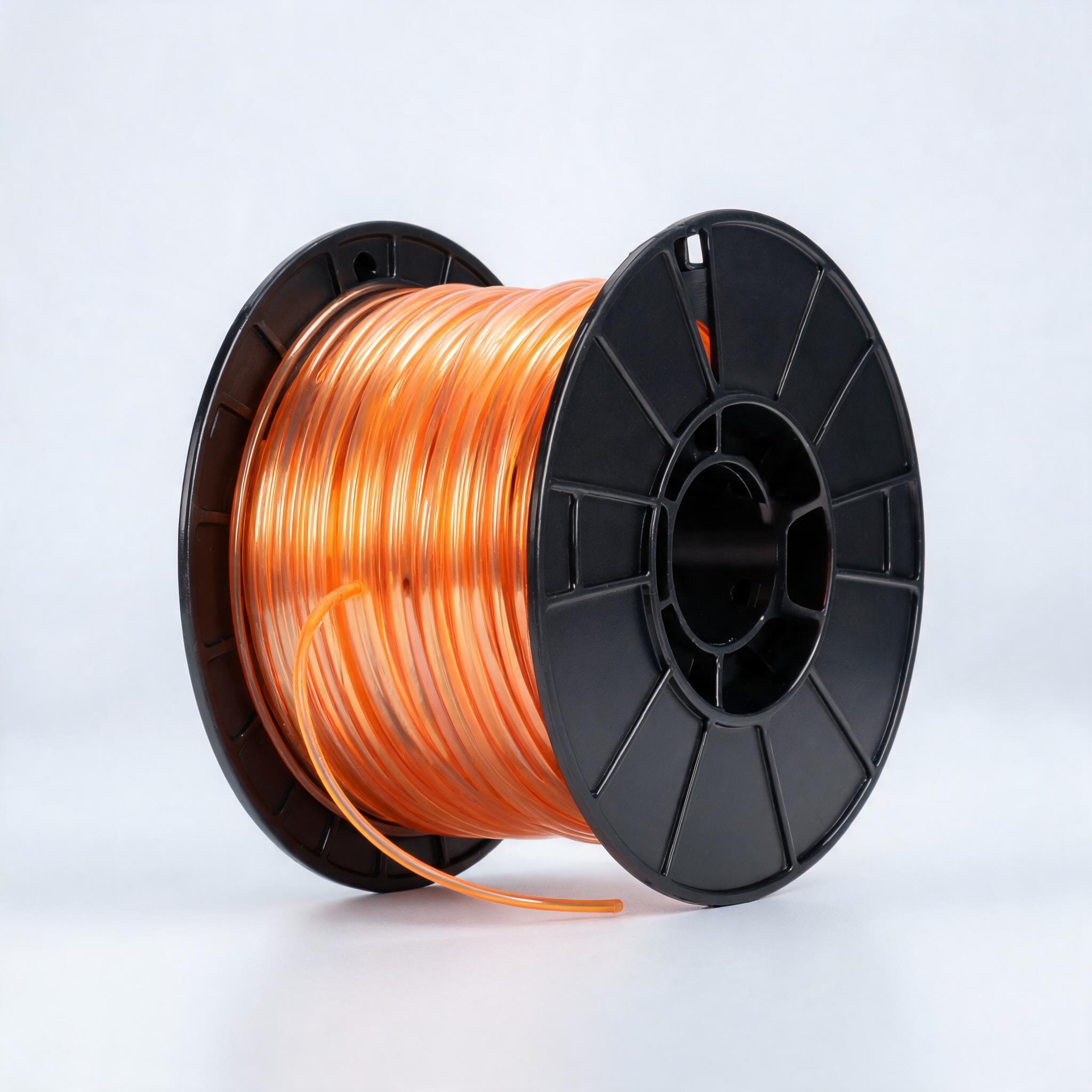PETG 3D printing filament spool wound on a black plastic reel