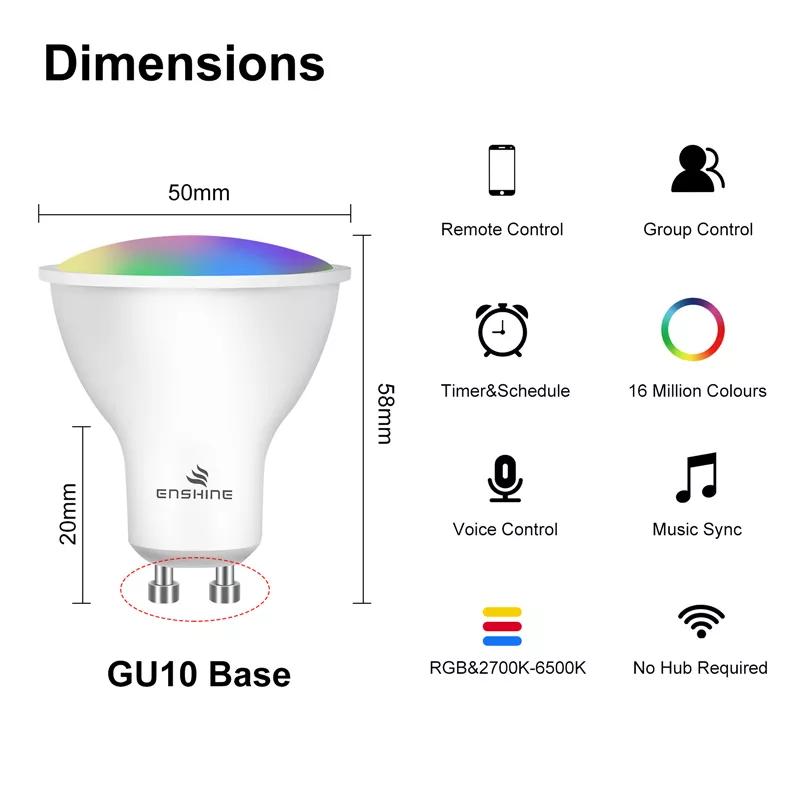 GU10 Smart Light Bulb Energy Efficient Smart Lighting for Residential Buildings