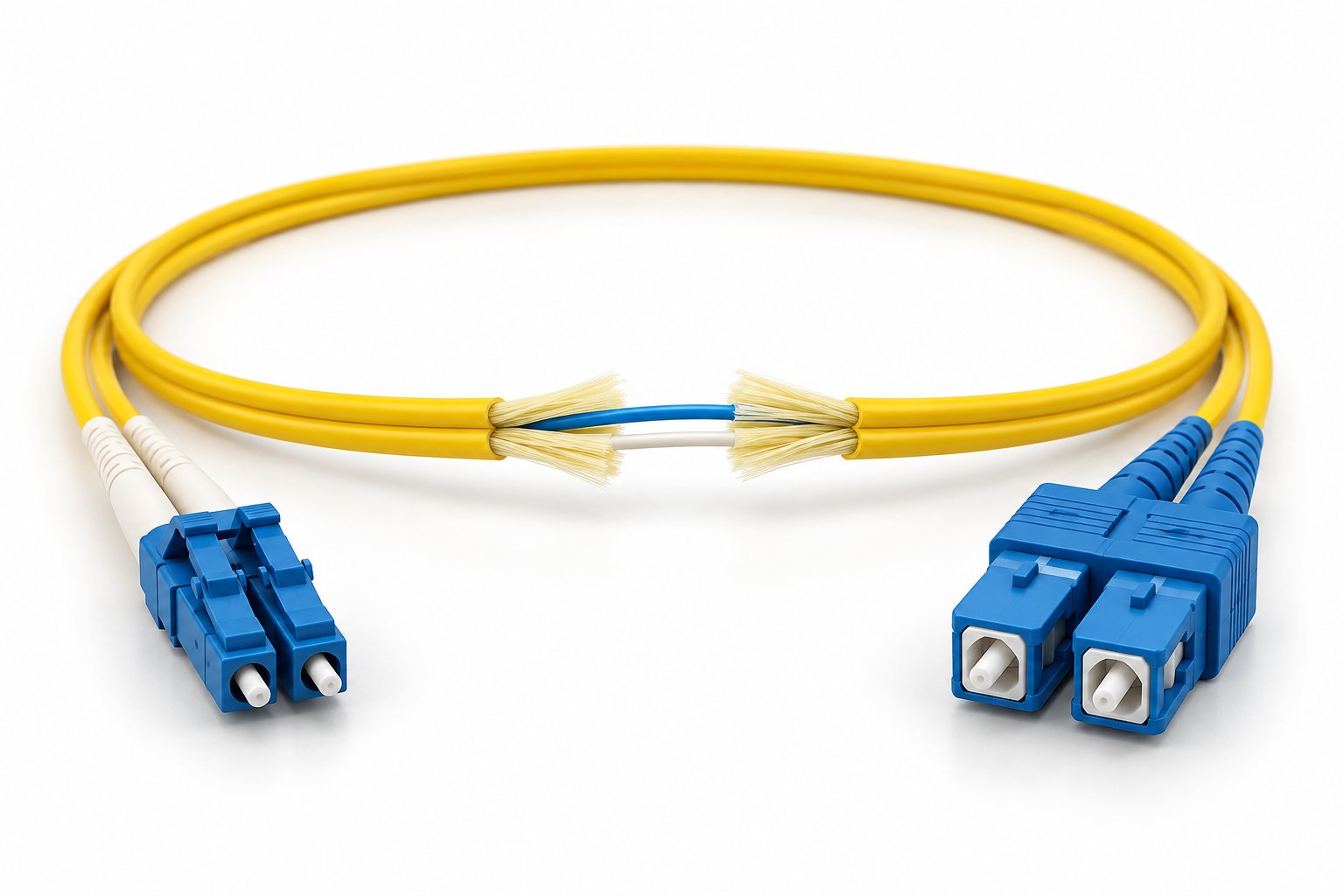LC-SC Hybrid Patch Cord cross-device