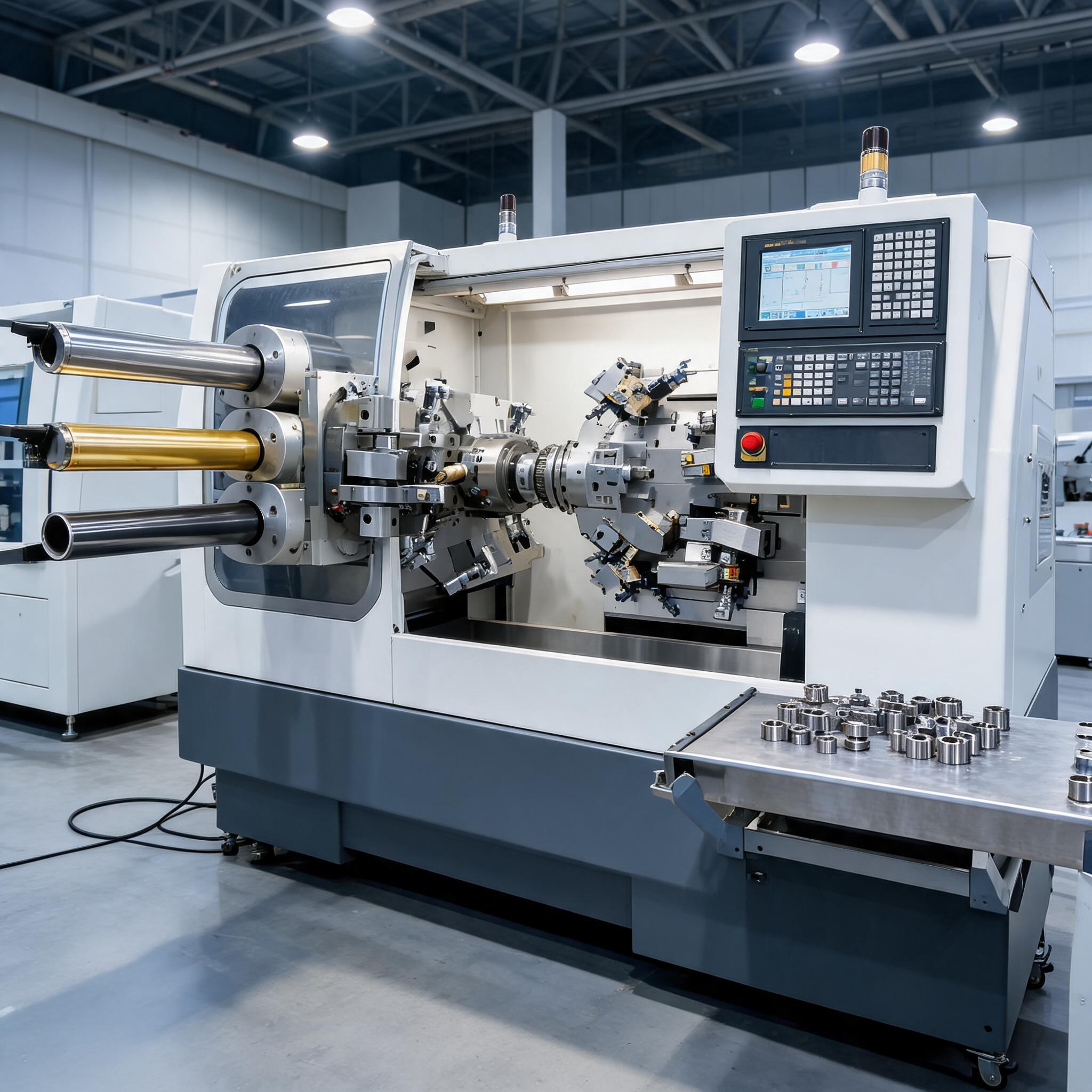 Swiss Turning Production Line – Swiss-type CNC turning machine with sliding headstock, guide bushing and sub-spindle for ±0.005 mm precision components