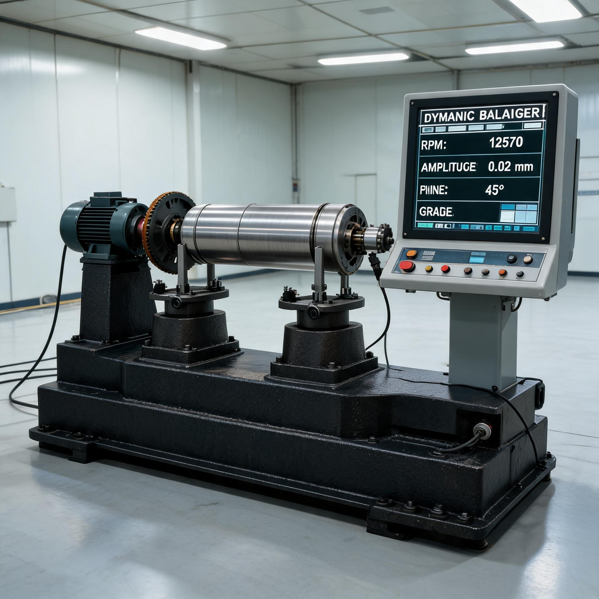 Spindle Balancing Module – dynamic balancing machine with alloy steel rotor, belt drive motor and digital control console for G2.5 balance grade verification
