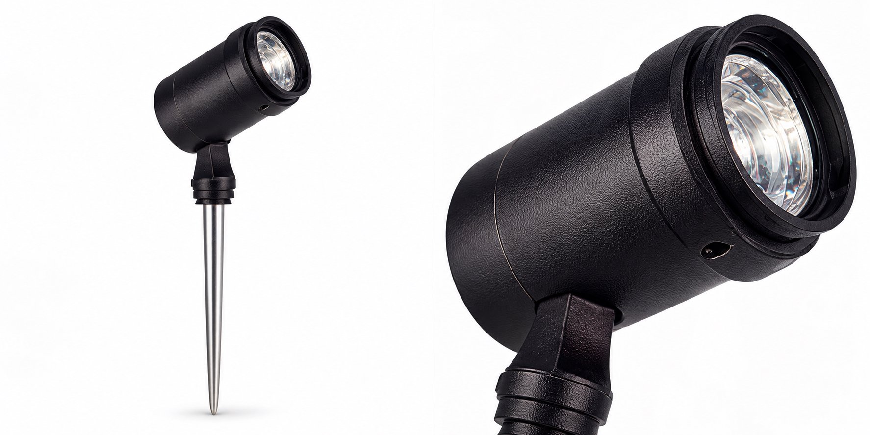 50W LED landscape spotlight full fixture and lens close-up