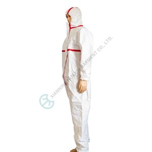 Disposable TYPE4B coverall sealed seam red taped seam with boots Coverall with boots