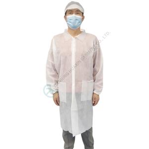 Disposable PP Lab Coat with Open Cuffs for General Lab Use General Purpose Lab Coat