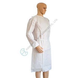 White SMS long sleeve medical gown ultrasonic seam Medical gown