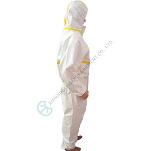 Safety PPE product disposable clothing TYPE4B work suit yellow taped seam Yellow taped seam coverall