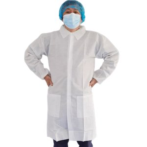 Disposable nonwoven TYPE6 SMS Labcoats With Knitted Cuff SMS labcoats