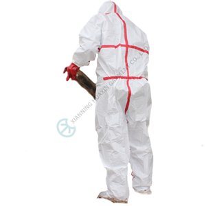 Disposable TYPE4B coverall sealed seam red taped seam with boots Sealed seam coverall
