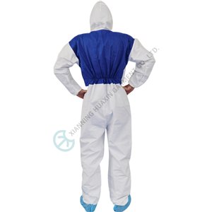 Diposable nonwoven microporous Coverall With Back Panel Breathable Blue SMS Panel coverall with breathable back