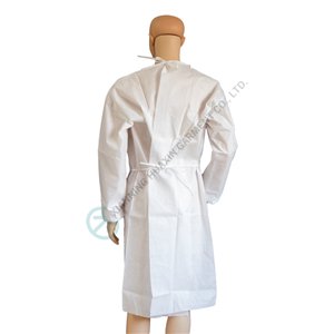 White SMS long sleeve medical gown ultrasonic seam disposable gown