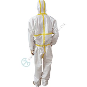 Safety PPE product disposable clothing TYPE4B work suit yellow taped seam TYPE4B work suit