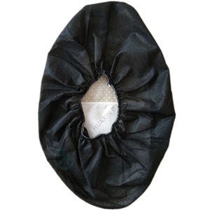 Black PP shoe cover with elastic cuff and double PP sole attached anti-slip sole Black PP shoe cover
