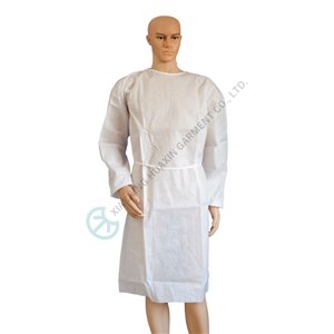 White SMS long sleeve medical gown ultrasonic seam White SMS gown