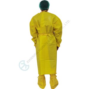 Durable heavy duty AAMI PB70 level 4 non medical isolation gown ASTM F 1671