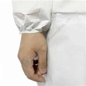 CE certificated EN14126 TYPE6B gown with Knitted cuff Microporous gown
