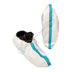 TSC taped seam TYPE4 microporous shoe cover with PVC anti-slip sole shoe cover with anti-slip PVC sole