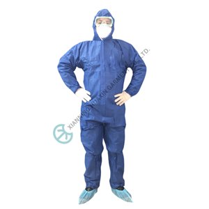 Hooded SMS Coverall with Front Zipper Storm Flap and Elastic Cuffs Waist Ankles Coverall with front zipper