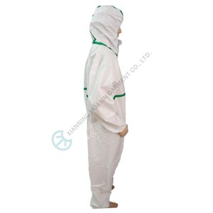 Disposable Coverall with Hood Elastic Cuff green taped seam for Dry Particulates and Fluid Protection Coverall with hood