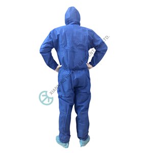 Hooded SMS Coverall with Front Zipper Storm Flap and Elastic Cuffs Waist Ankles Coverall with storm flap