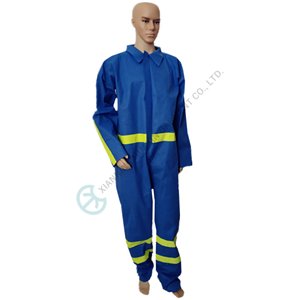 Navy blue SMS nonwoven coverall with reflective stripes Navy blue coverall