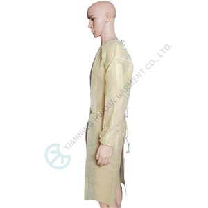 Yellow Disposable PP Isolation Gown with Open Cuffs Non Sterile gowns with open cuff