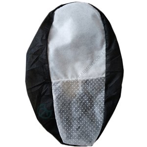 Black PP shoe cover with elastic cuff and double PP sole attached anti-slip sole shoecover with pvc dots sole