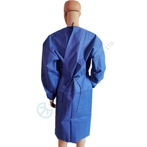 Blue SMS EN13795-1 surgical gown knitted cuffs disposable gown