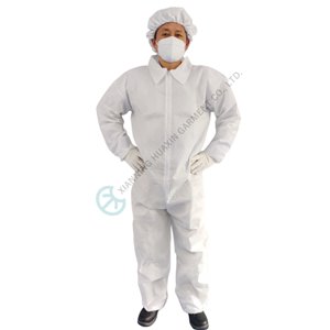 Disposable PP Coverall Dust Resistant Shirt Collar Lightweight Disposable PP Coverall