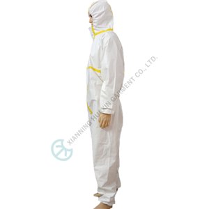 Safety PPE product disposable clothing TYPE4B work suit yellow taped seam disposable clothing