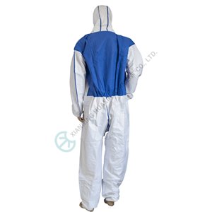 Diposable nonwoven microporous Coverall With Back Panel Breathable Blue SMS Panel coverall with back panel