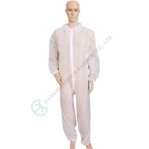 Disposable Coverall with Collar Effective Industrial Workwear Hoodless Disposable Coverall