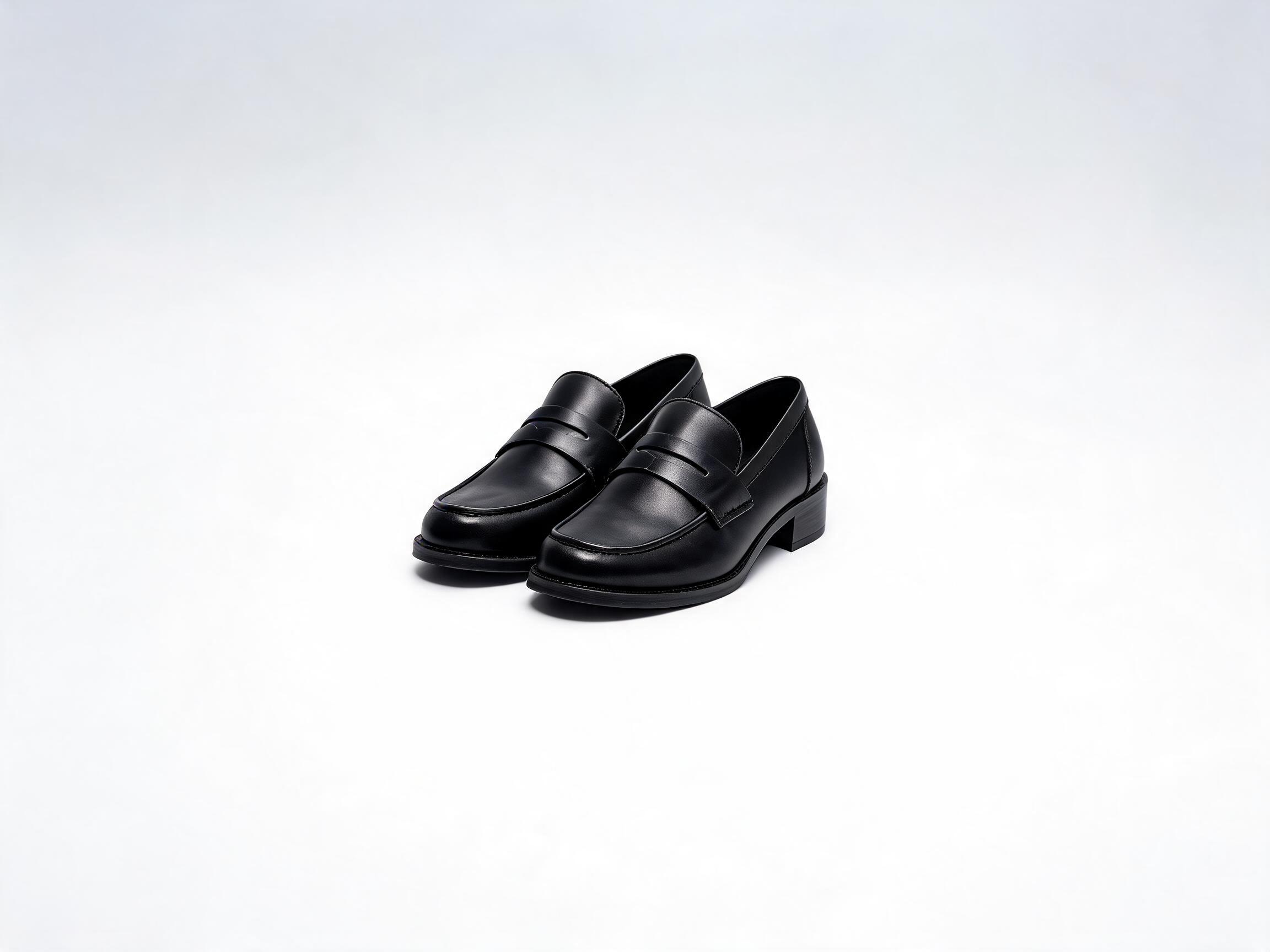Black Leather Loafers leather