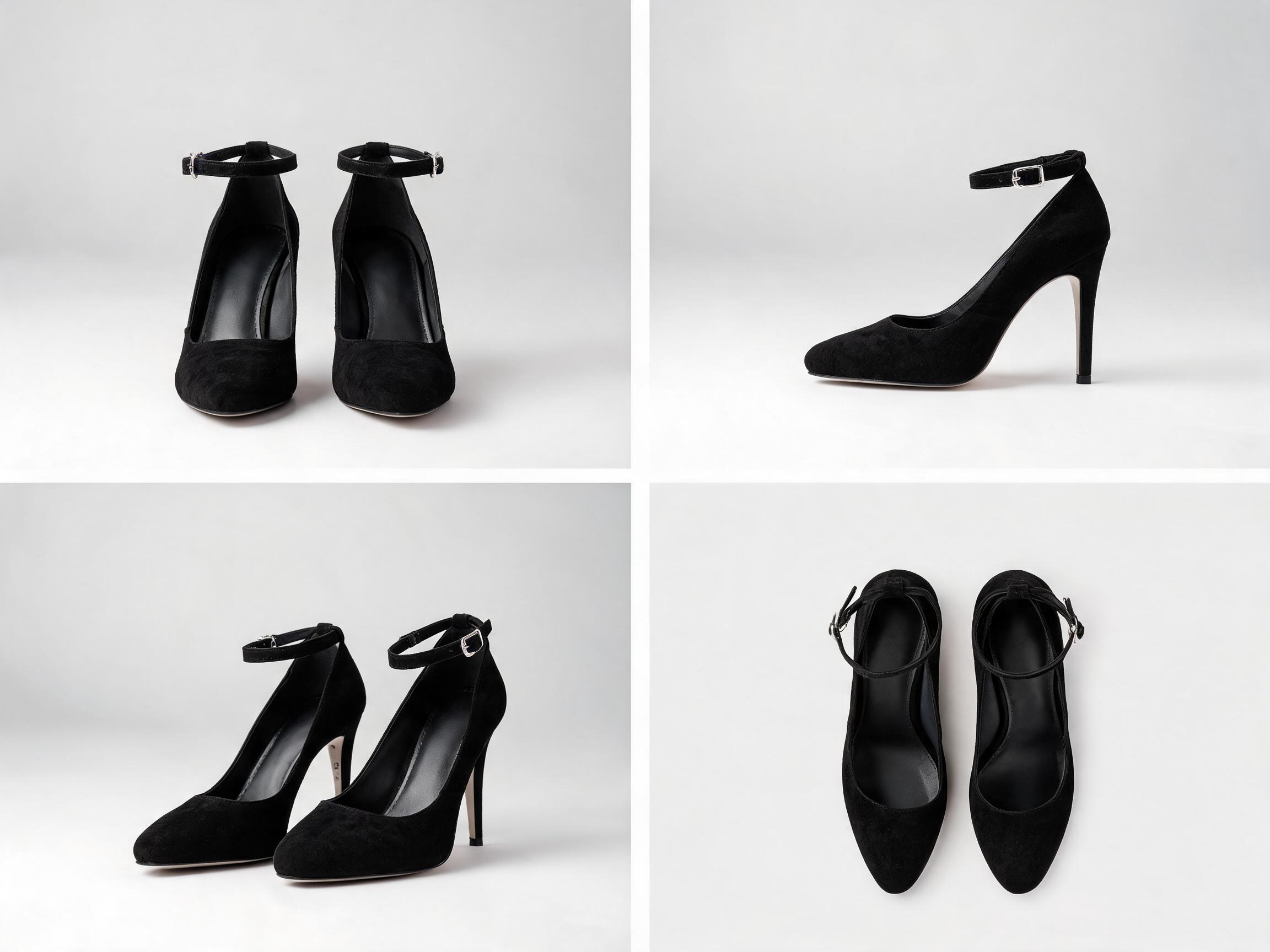 Black Suede Ankle-Strap Heels women
