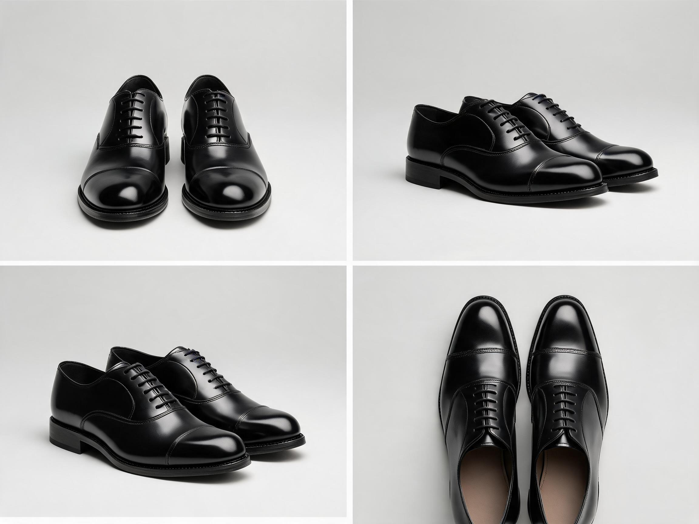 Black Cap-Toe Oxford Shoes men