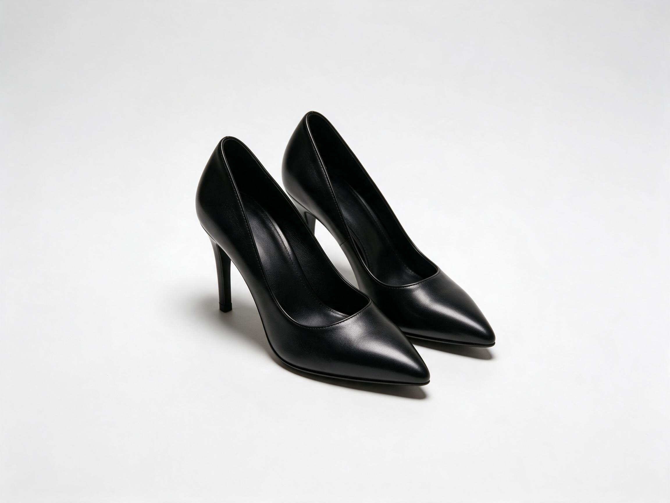 Black Leather Stiletto Heels heels
