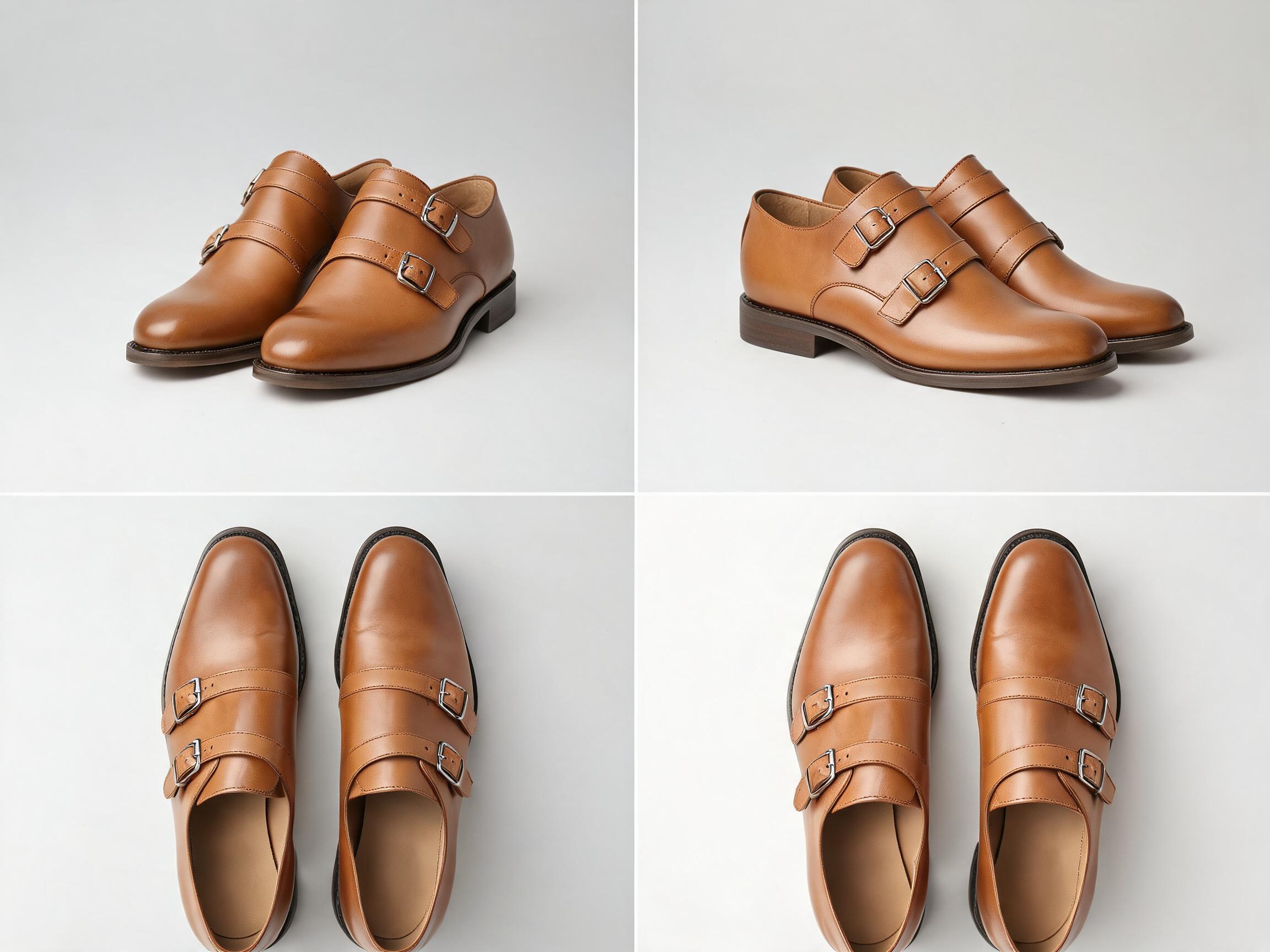 Tan Double Monk Strap Shoes men