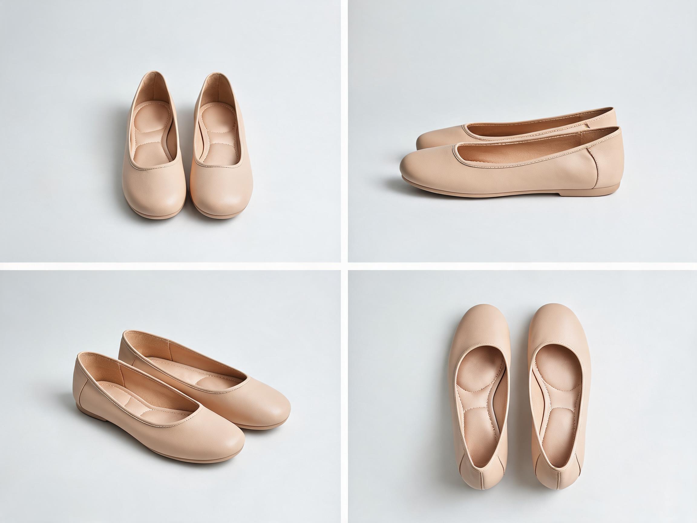 Nude Leather Ballet Flats women