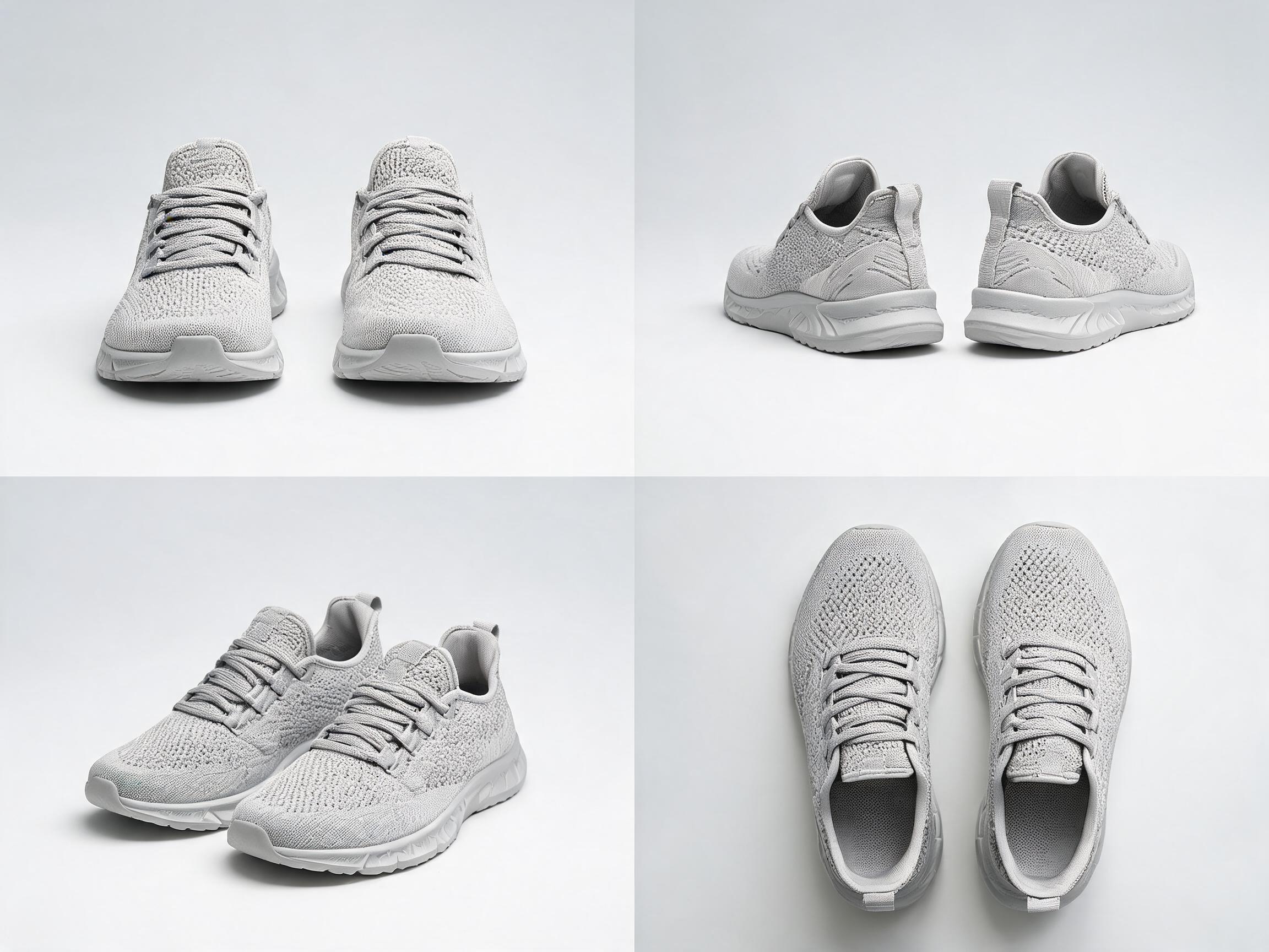 Grey Knit Running Sneakers men
